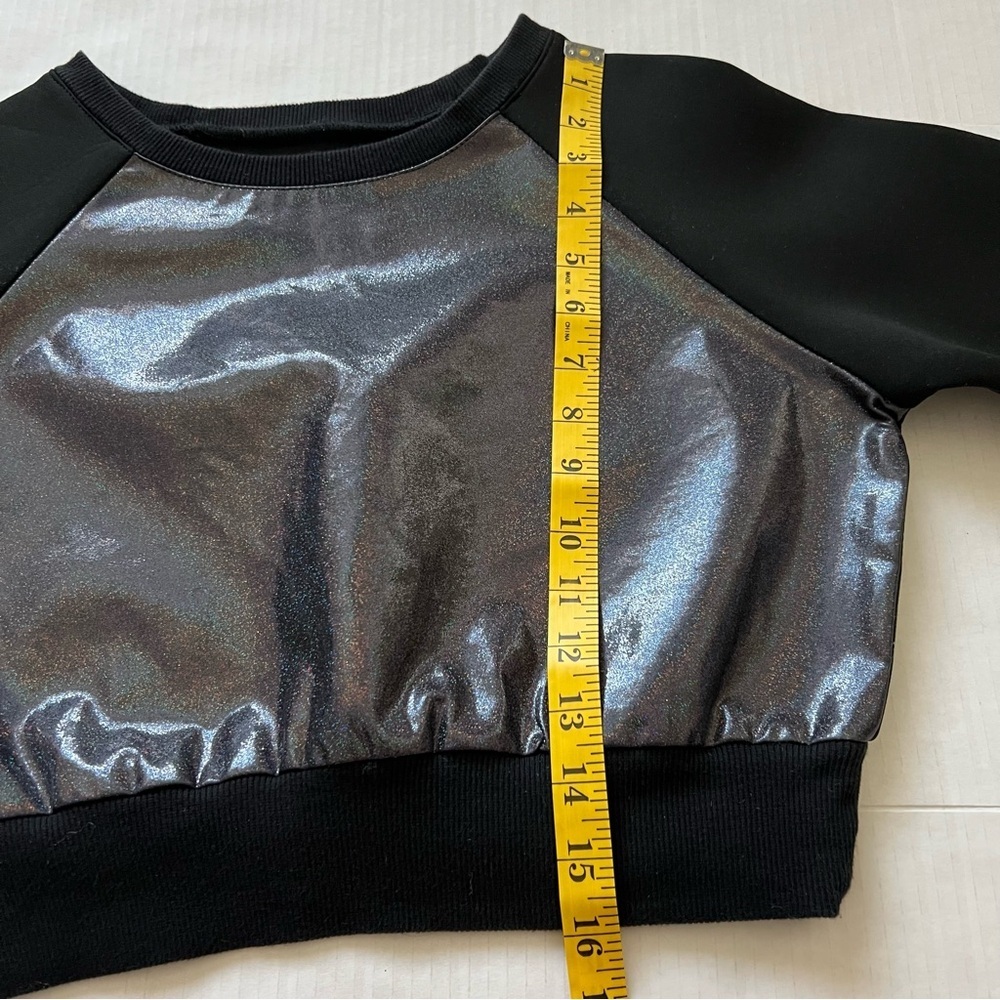 UNIF Black Holographic Neoprene Crop Sweatshirt Grunge Y2K Goth Small - Picture 16 of 16